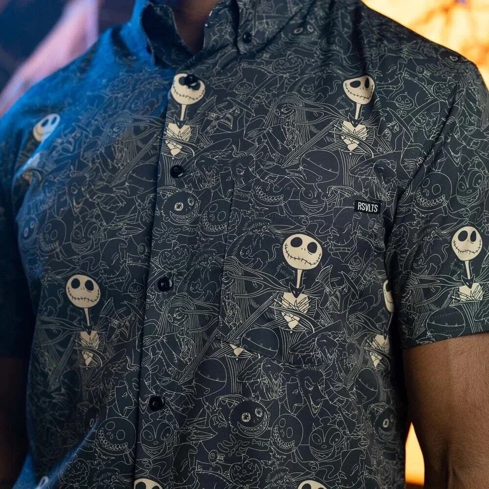 RSVLTS Disney Nightmare Before Christmas Halloween Bone Daddy Button Down Shirt - Picture 4 of 15